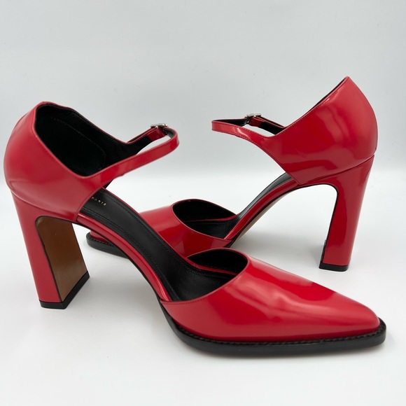 Celine Shoes - Celine D’Orsay Red Patent Leather Ankle Strap Heels Size 36.5/US6.5 Used Twice!